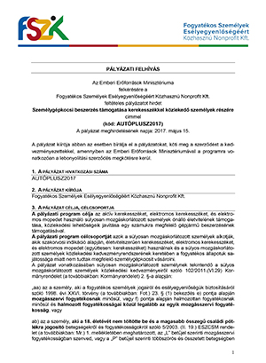 Személygépkocsihoz jutási pályázat