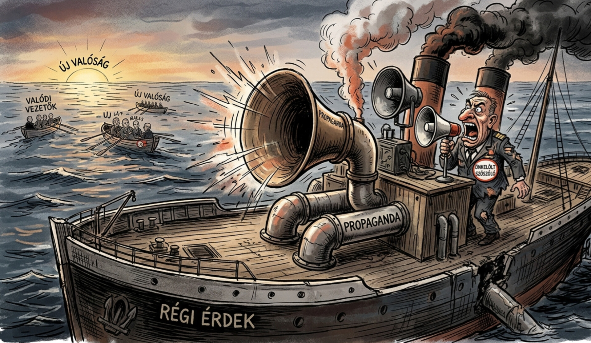 A hajókürt még mindig dübörög, miközben a fedélzet már régen üres