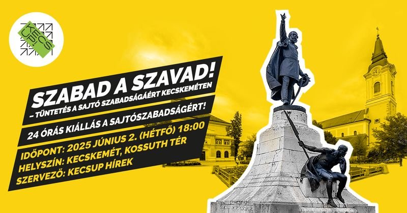 Tüntetés a sajtószabadságért Kecskemét főterén