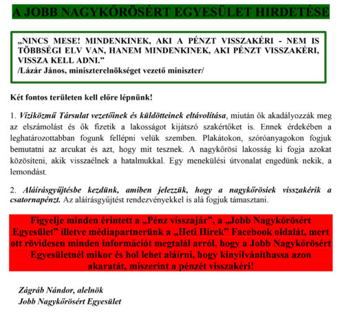 Zágráb Nándor kihúzta a széket a Víziközmű Társulat alól…