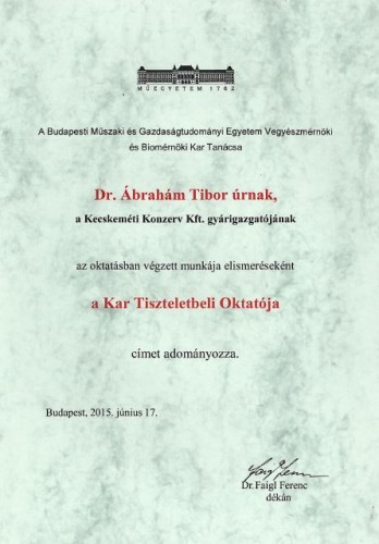 Szakmai elismerés
