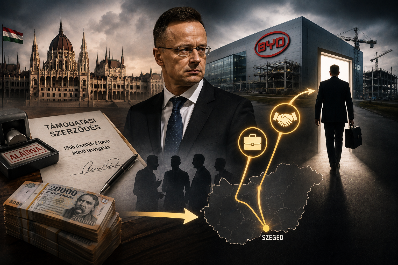Politikai csatározások fókuszában Szijjártó Péter állítólagos BYD-állásajánlata és a támogatott multicégek lobbija