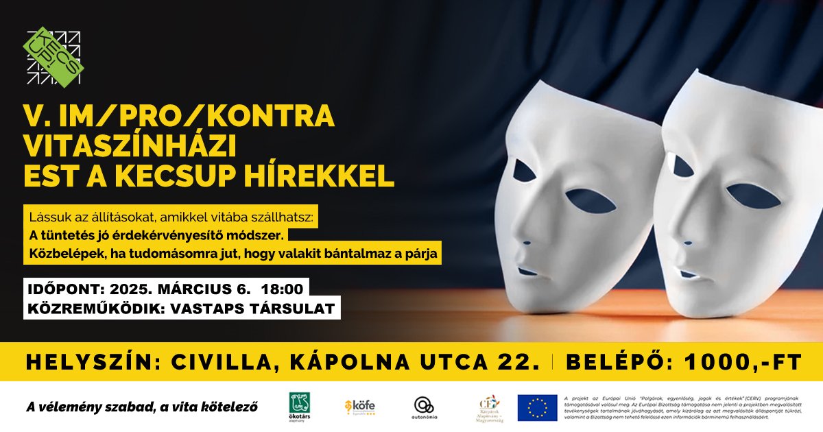 Gyere el a KecsUP Hírek ötödik Vitaszínházi Estjére!